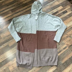 Women’s Tri Color Hooded Cardigan